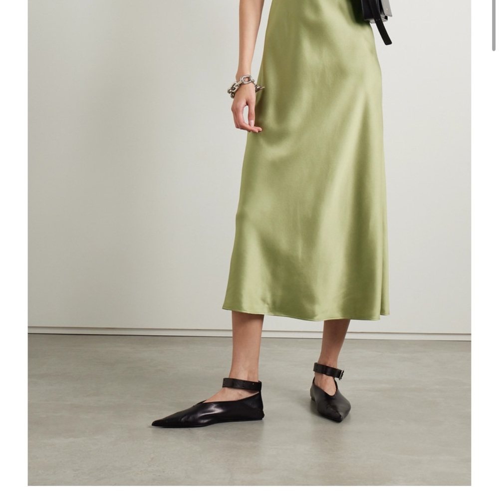 JOSEPH Clea silk Green Satin Midi Dress